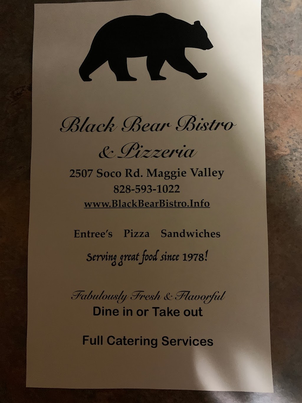 Black Bear Bistro & Pizzeria | restaurant | 2507 Soco Rd, Maggie Valley, NC 28751, USA | 8285931022 OR +1 828-593-1022