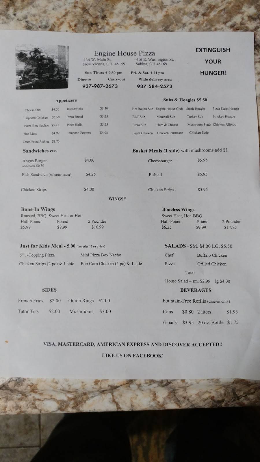 Engine House Pizza | restaurant | 134 W Main St, New Vienna, OH 45159, USA | 9379872673 OR +1 937-987-2673