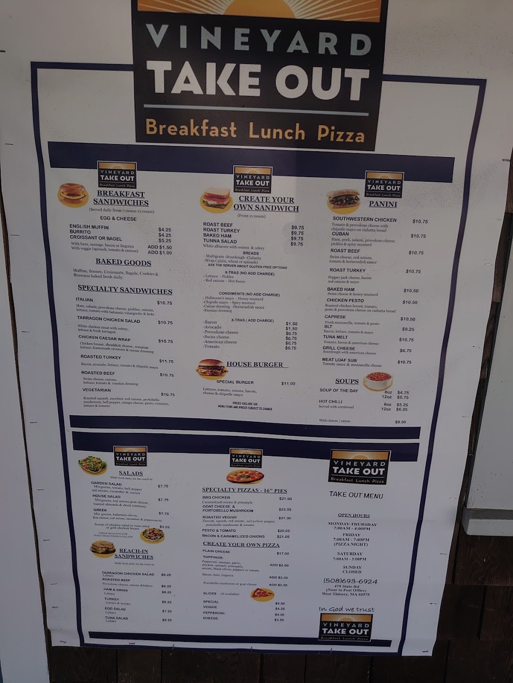 Vineyard Take Out | restaurant | 479 State Rd, West Tisbury, MA 02575, USA | 5086936924 OR +1 508-693-6924