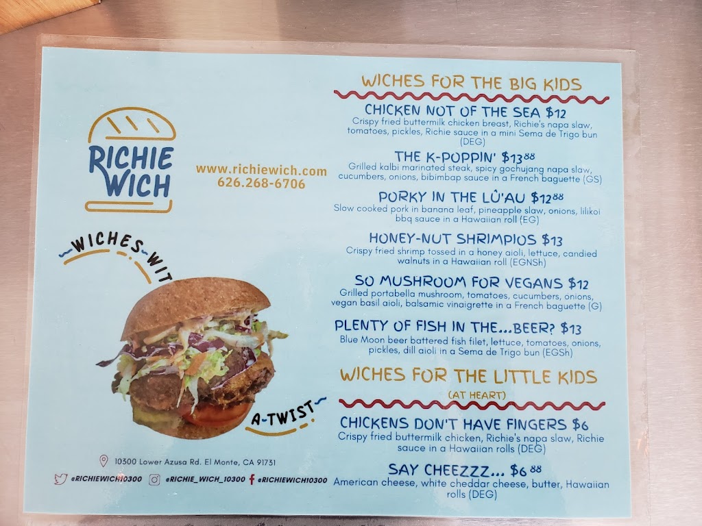 Richie Wich | restaurant | 10300 Lower Azusa Rd, El Monte, CA 91731, USA | 6262686706 OR +1 626-268-6706