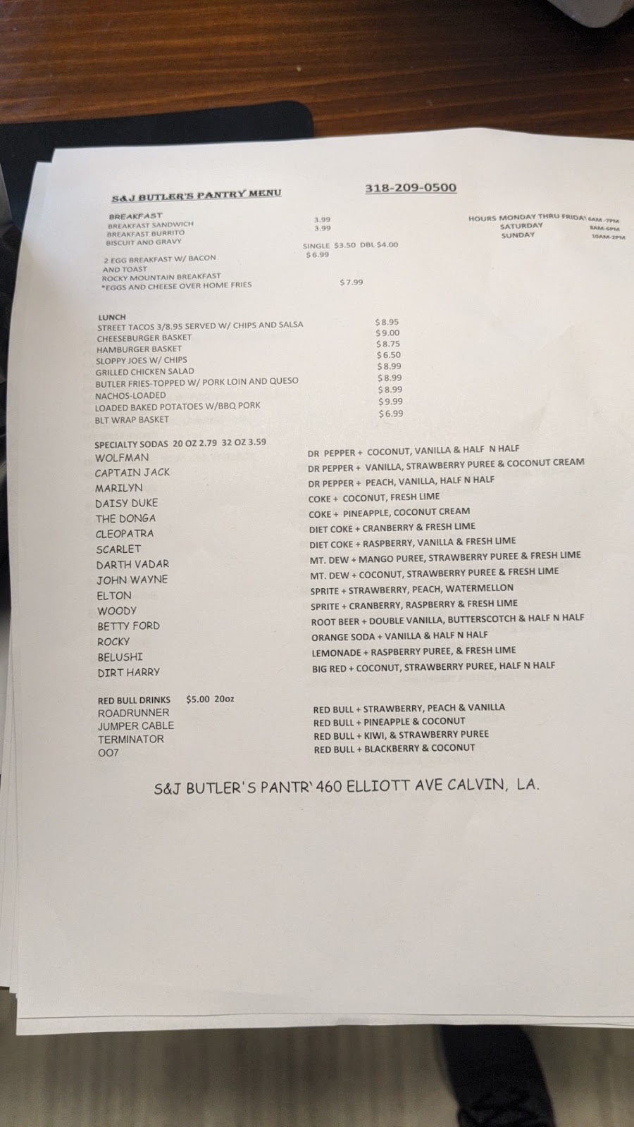 S+J Butlers Pantry | restaurant | 460 Elliott Ave, Winnfield, LA 71483, USA | 3182090500 OR +1 318-209-0500