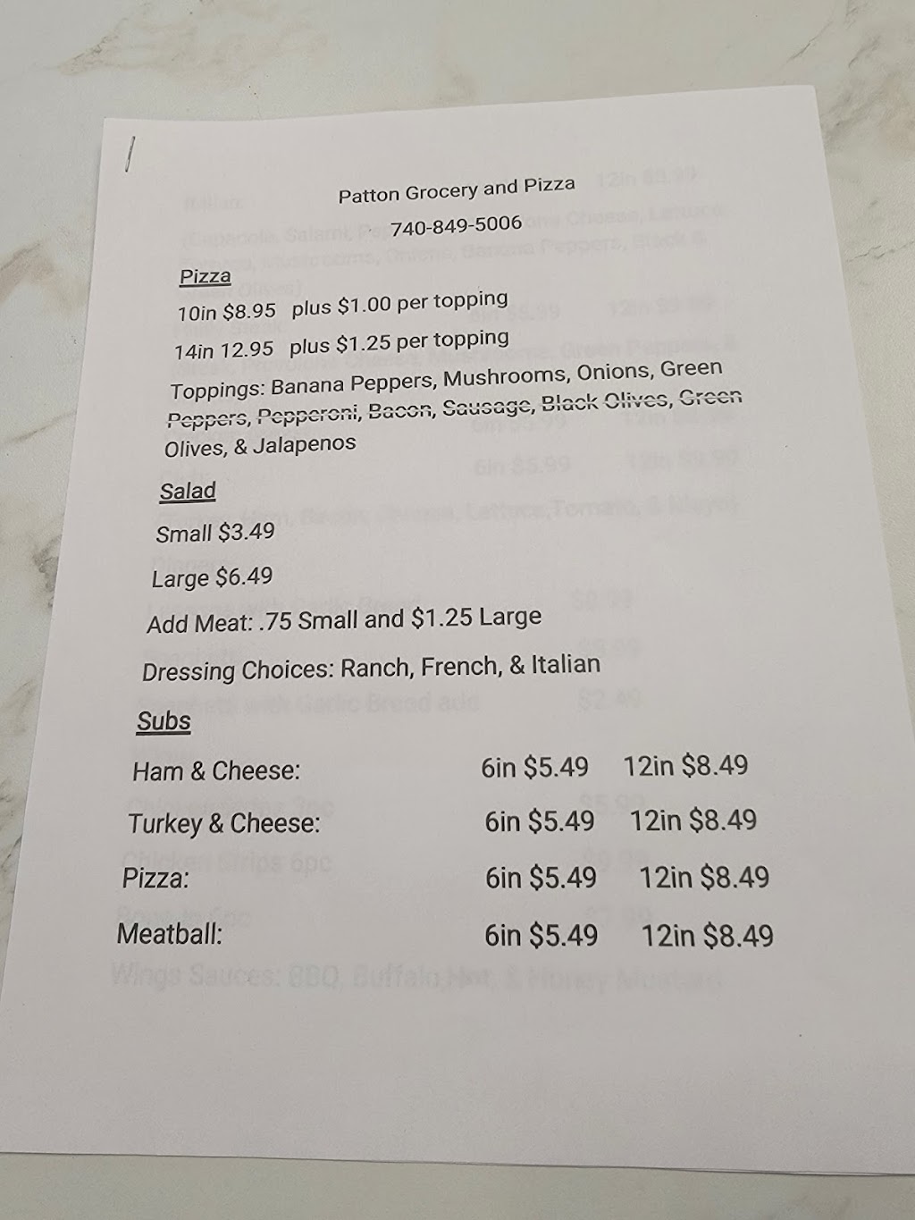 Patton Grocery and Pizza | restaurant | 5790 Hoover Ave, East Fultonham, OH 43735, USA | 7408495006 OR +1 740-849-5006