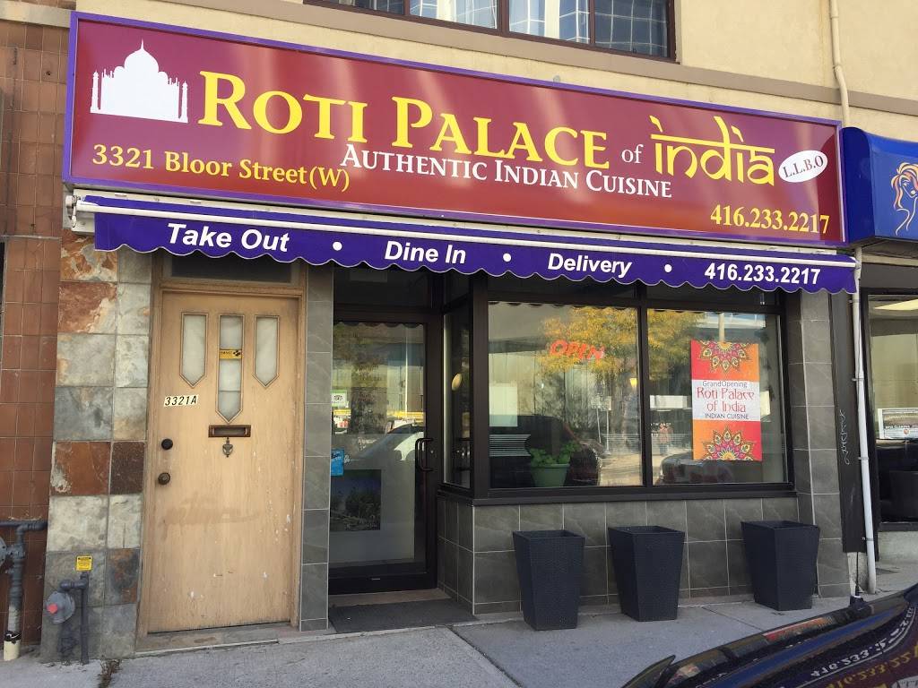 Roti Palace Of India | restaurant | 3321 Bloor St W, Etobicoke, ON M8X 1E7, Canada | 4162332217 OR +1 416-233-2217