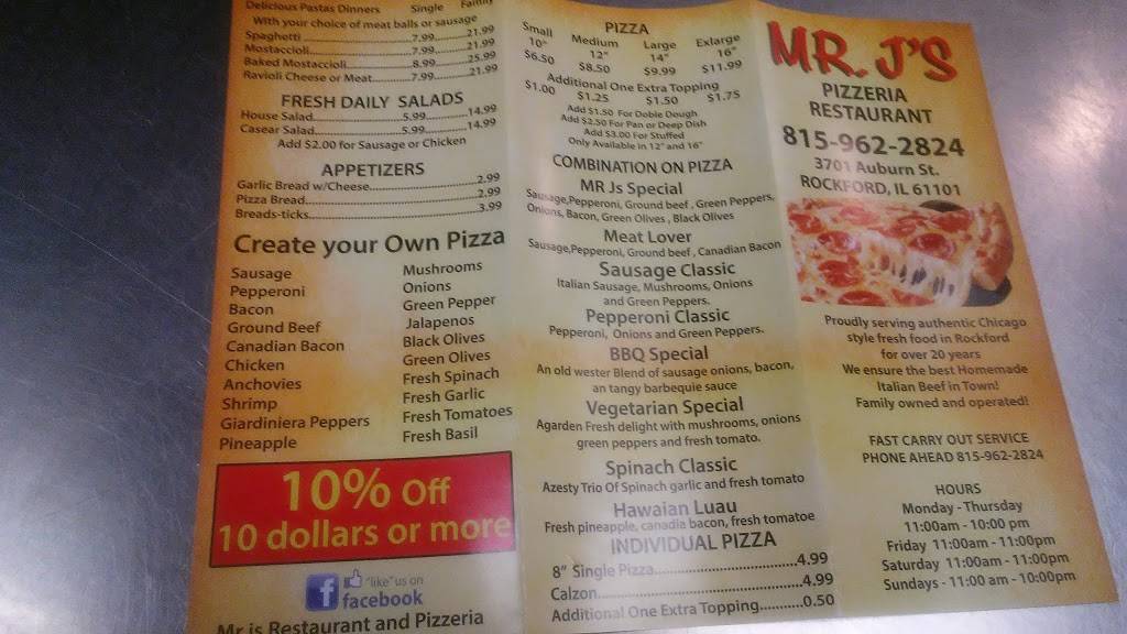 Mr.Js Restaurant & Pizzeria | restaurant | 3701 Auburn St, Rockford, IL 61101, USA | 8159622824 OR +1 815-962-2824