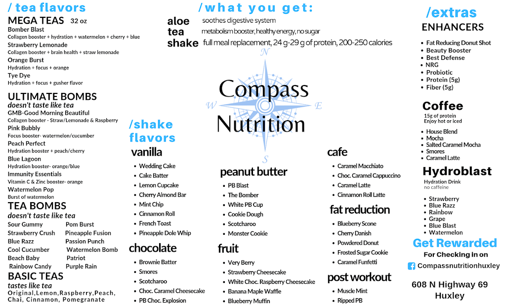 Compass Nutrition | restaurant | 608 US-69, Huxley, IA 50036, USA | 5153216540 OR +1 515-321-6540