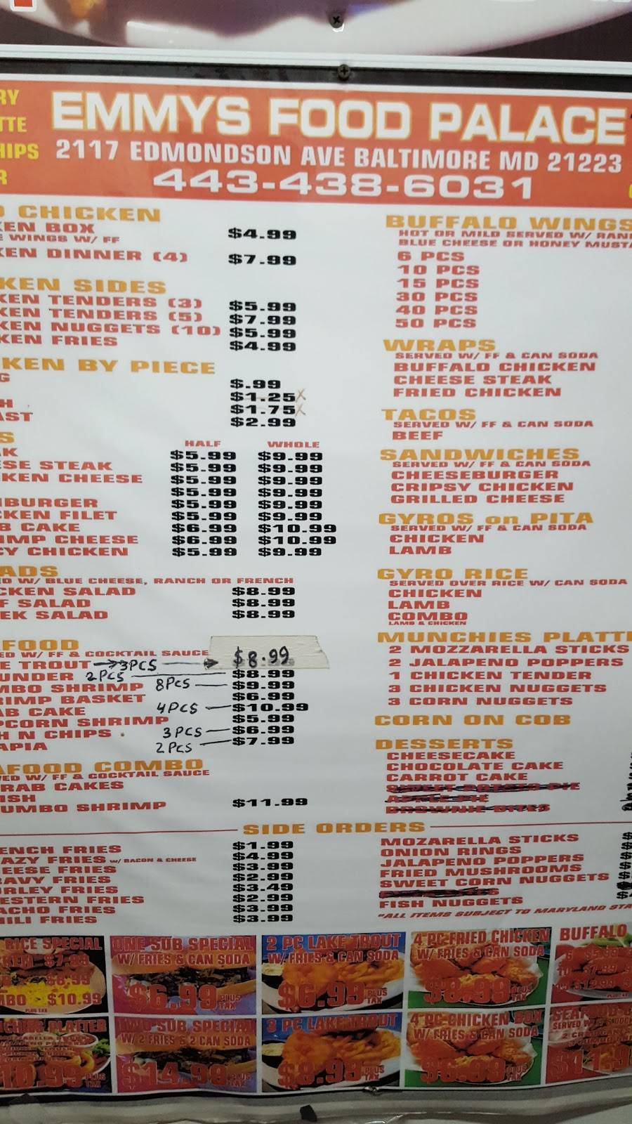 Emmys Food Palace Grocery & Carry Out | restaurant | 2117 Edmondson Ave, Baltimore, MD 21223, USA | 4434386031 OR +1 443-438-6031