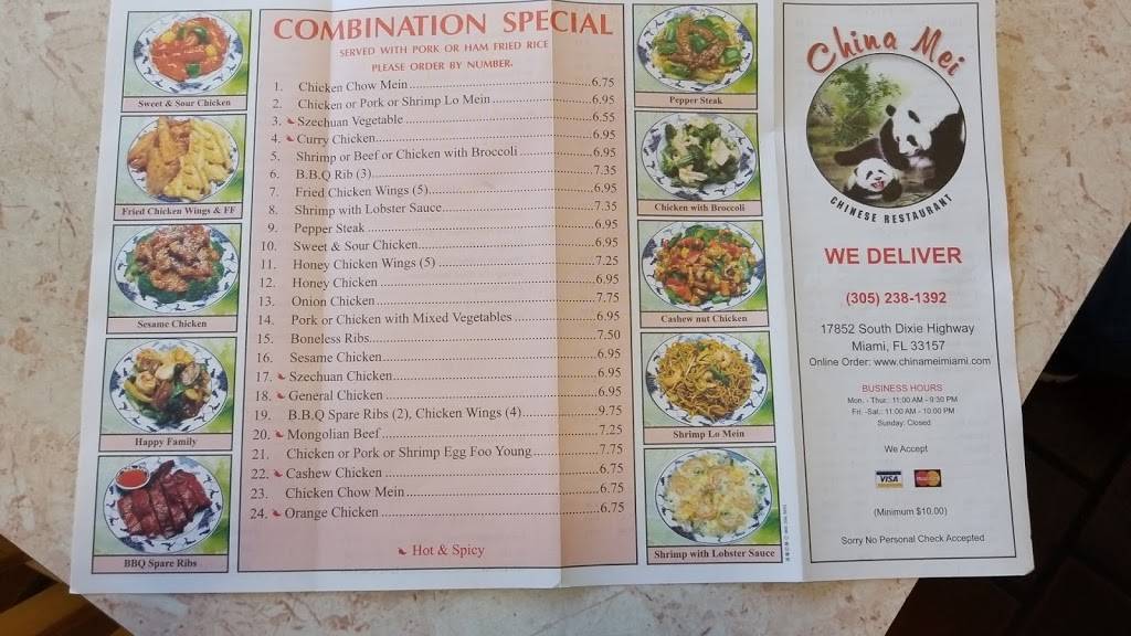 China Mei Chinese Restaurant | meal delivery | 17852 S Dixie Hwy, Miami, FL 33157, USA | 3052381392 OR +1 305-238-1392