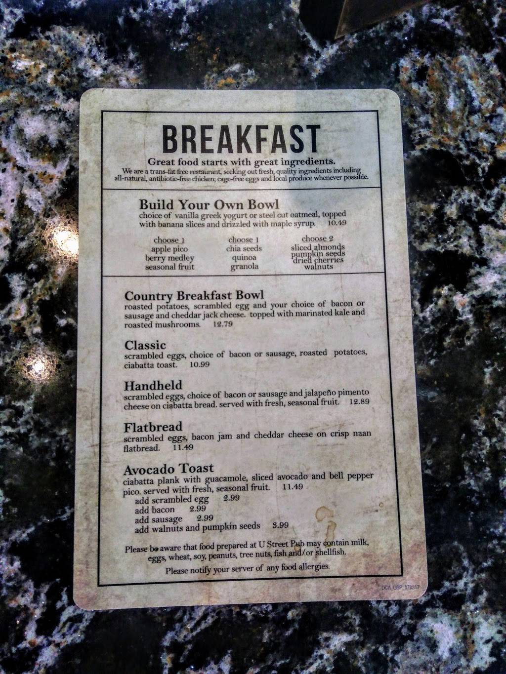 U Street Pub - Reagan Airport | restaurant | Ronald Reagan Washington National Airport, Arlington, VA 22202, USA | 7034171086 OR +1 703-417-1086