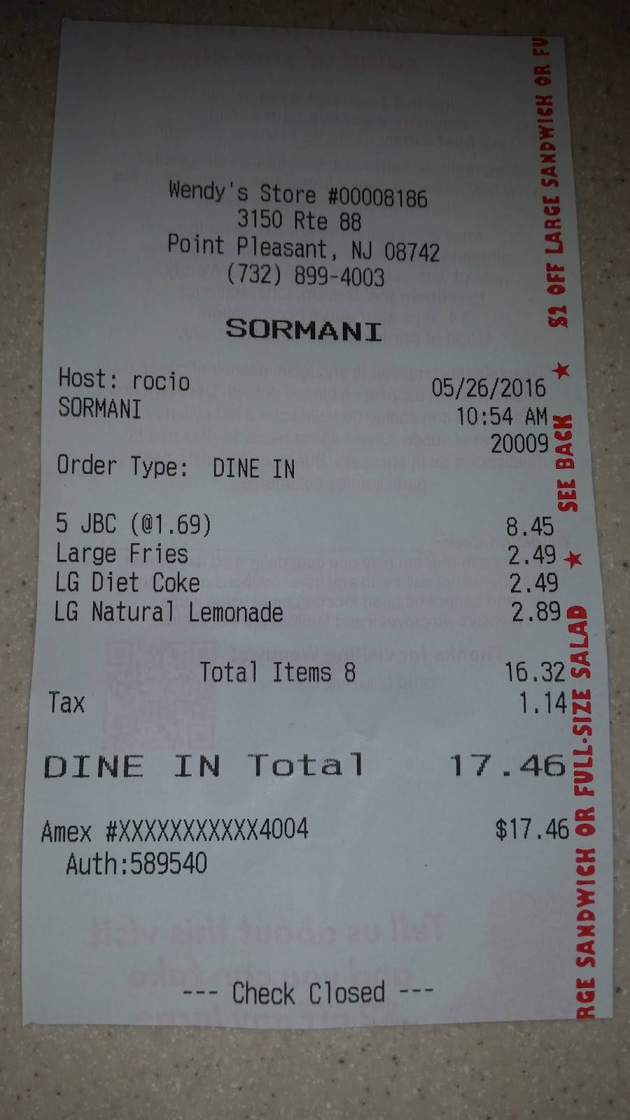 Wendys | restaurant | 3150 NJ-88, Point Pleasant Beach, NJ 08742, USA | 7328994003 OR +1 732-899-4003