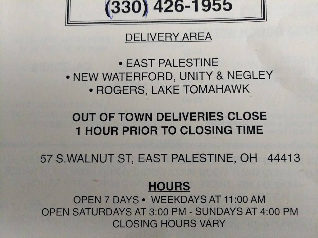 Cozzas Pizza Shop | restaurant | 57 Walnut St, East Palestine, OH 44413, USA | 3304261955 OR +1 330-426-1955