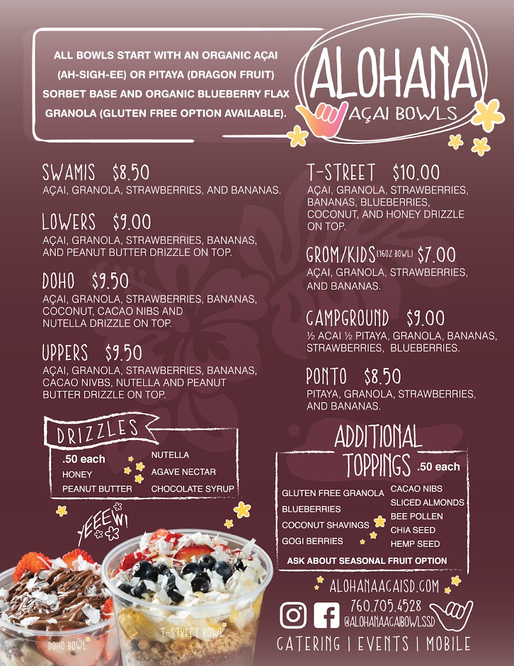 Alohana Acai Bowls - Vista | restaurant | 2205 S Melrose Dr Suite 102, Vista, CA 92081, USA | 7604158675 OR +1 760-415-8675