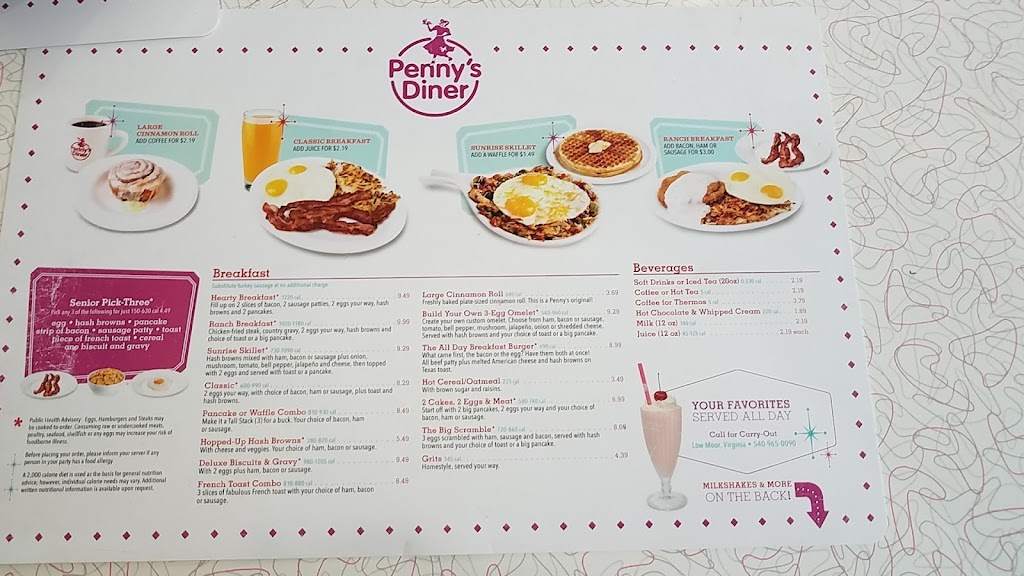 Pennys Diner | restaurant | 123 Westvaco Rd, Low Moor, VA 24457, USA | 5409650090 OR +1 540-965-0090
