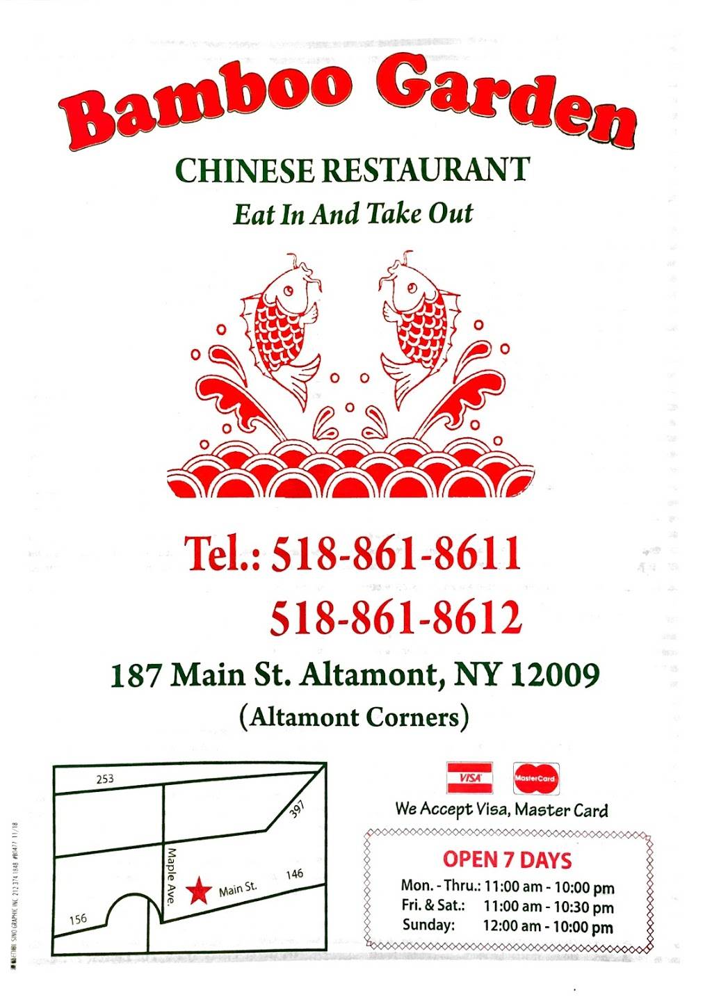 Bamboo Garden | restaurant | 187 Main St, Altamont, NY 12009, USA | 5188618611 OR +1 518-861-8611