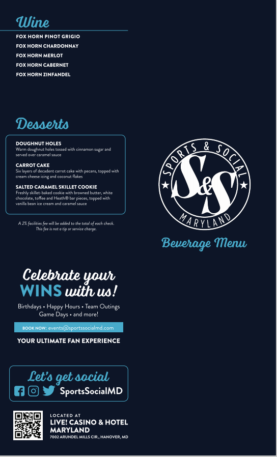 Sports & Social Maryland | restaurant | 7002 Arundel Mills Cir, Hanover, MD 21076, USA | 4434452800 OR +1 443-445-2800