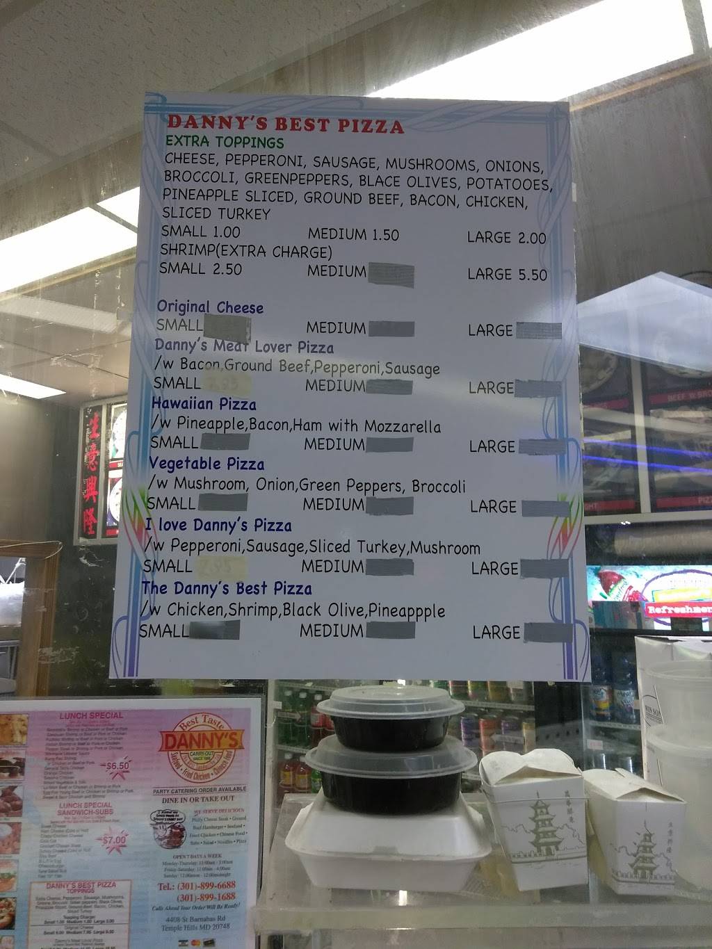 Danny’s Carry-Out | restaurant | 4408 St Barnabas Rd, Temple Hills, MD 20748, USA | 3018996688 OR +1 301-899-6688