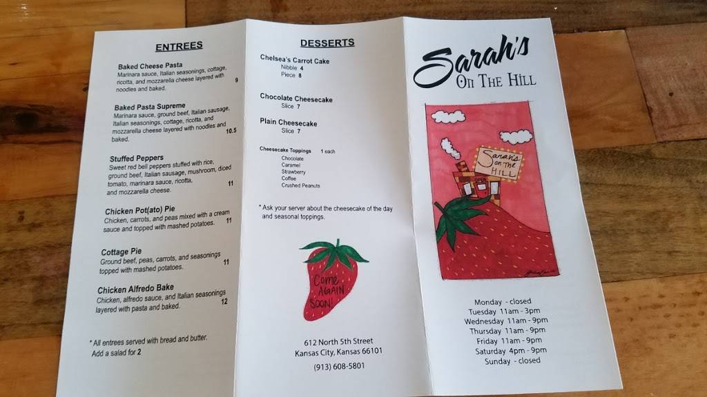 Sarahs on the Hill | restaurant | 612 N 5th St, Kansas City, KS 66101, USA | 9136085801 OR +1 913-608-5801