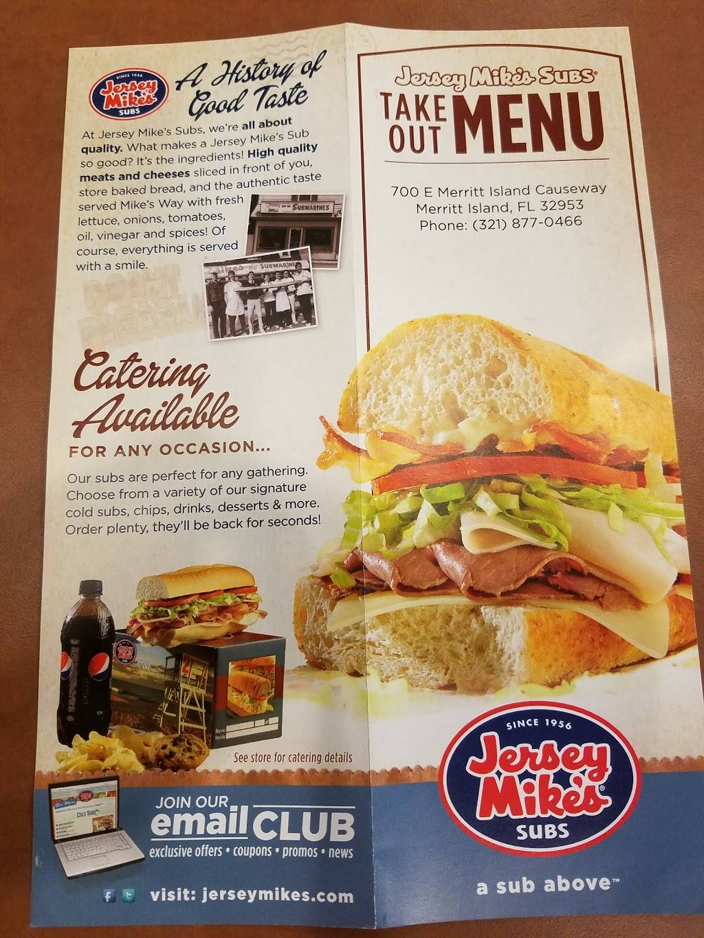 Jersey Mikes Subs | meal takeaway | 700 E Merritt Island Causeway, Merritt Island, FL 32953, USA | 3218770466 OR +1 321-877-0466