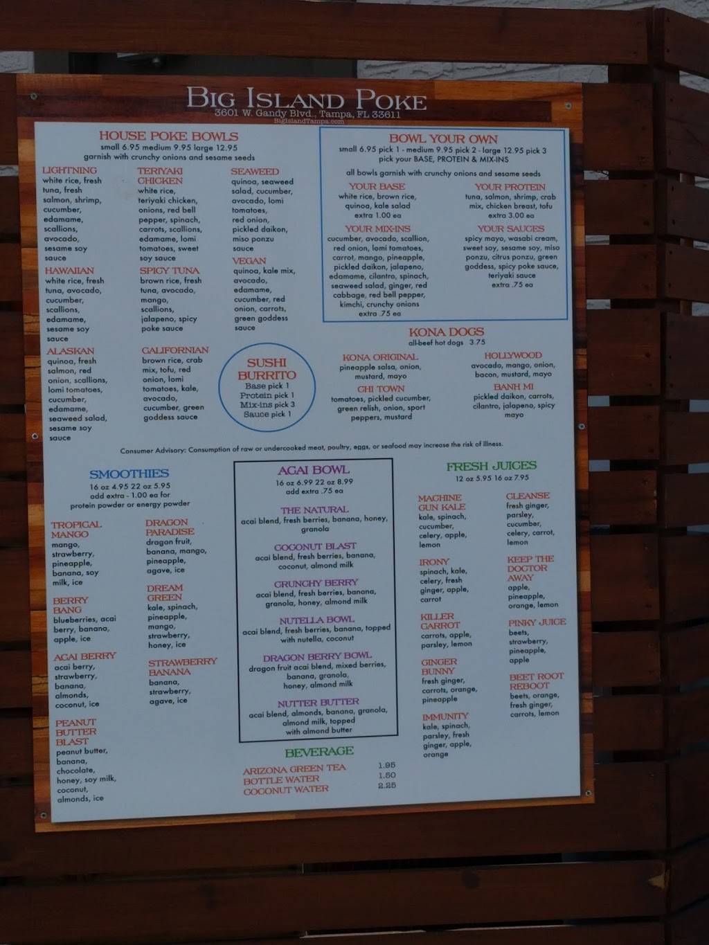 Big Island Poke | restaurant | 3601 W Gandy Blvd, Tampa, FL 33611, USA | 8139997815 OR +1 813-999-7815