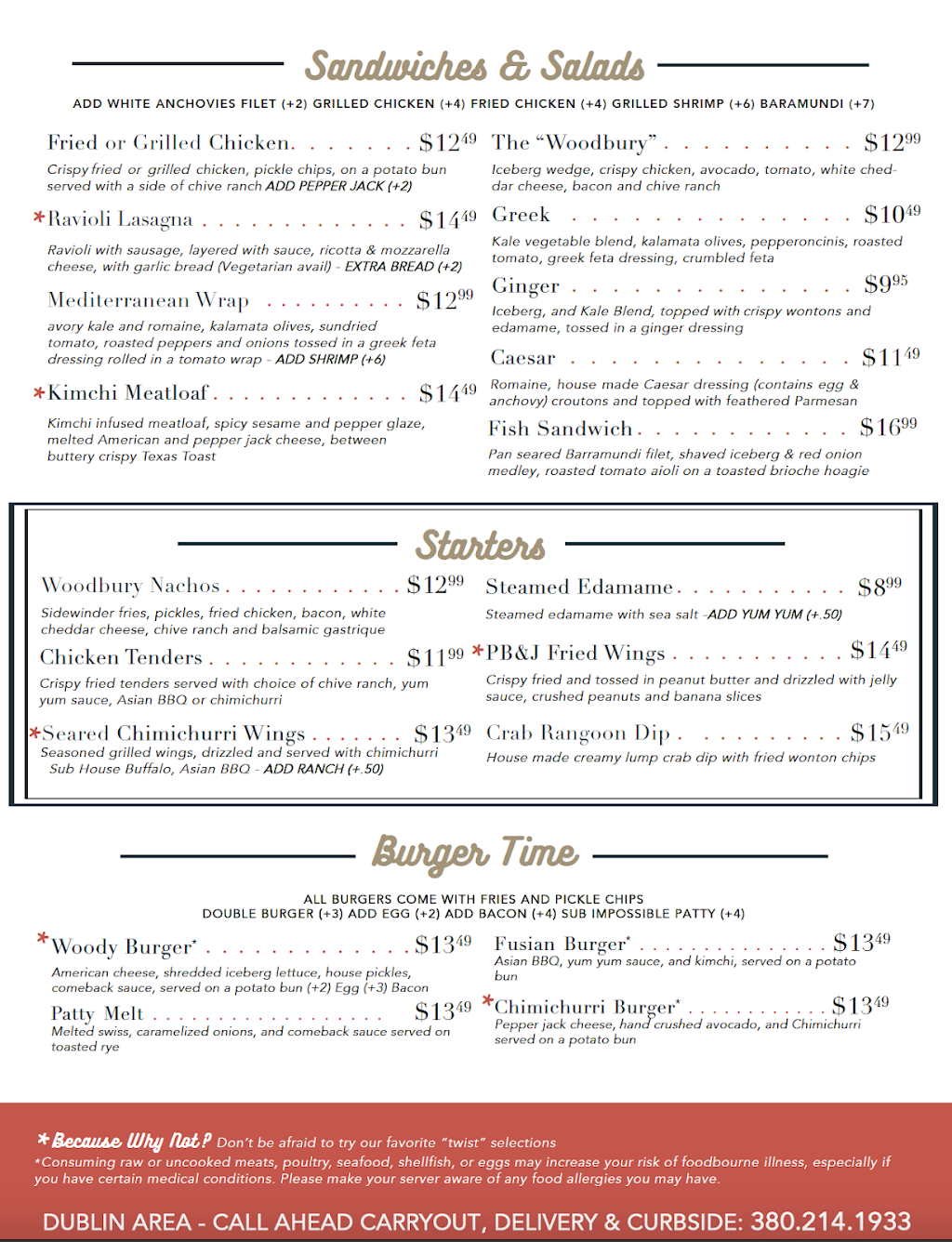 The Woodbury Dublin | restaurant | Back Door, 7717 Sawmill Rd, Dublin, OH 43016, USA | 3802141933 OR +1 380-214-1933