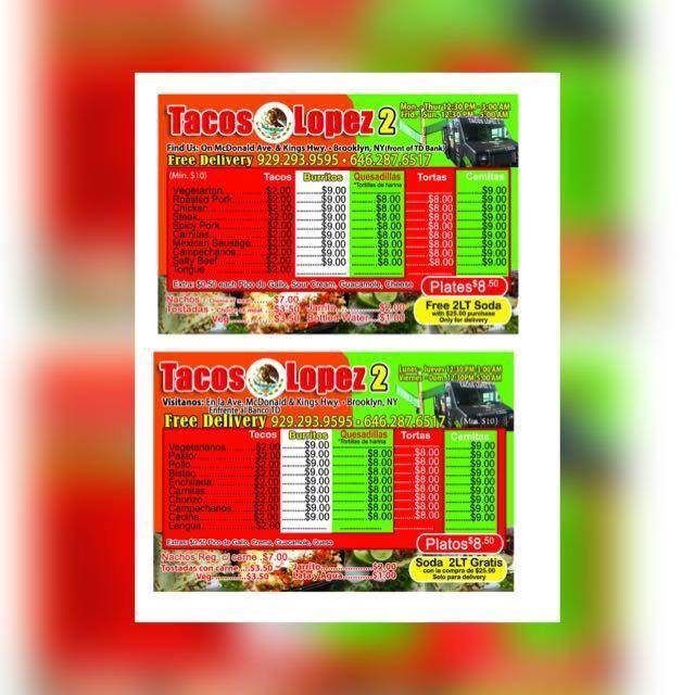 Tacos López 2 | restaurant | 465 Kings Hwy, Brooklyn, NY 11223, USA | 9292939595 OR +1 929-293-9595