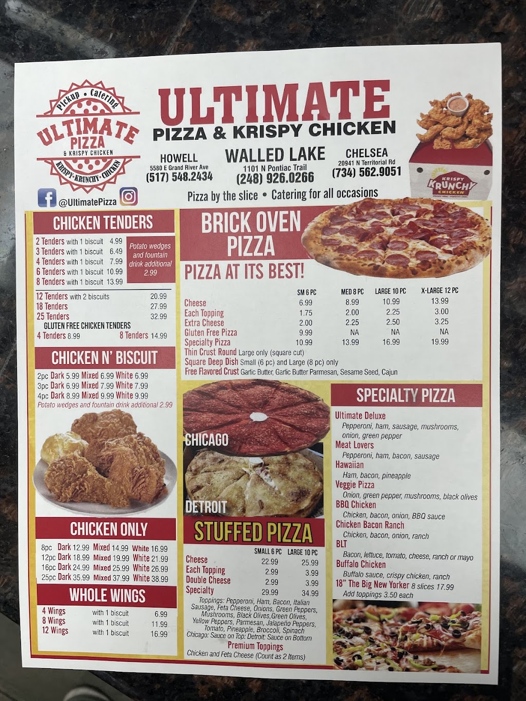 Ultimate Pizza & Chicken | restaurant | 1101 N Pontiac Trail, Walled Lake, MI 48390, USA | 2489260266 OR +1 248-926-0266