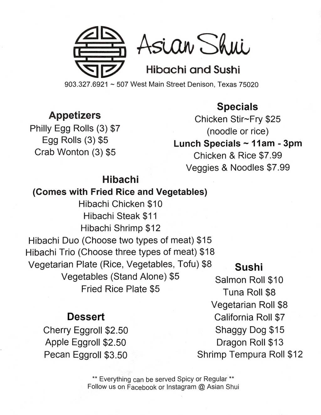 Asian Shui | restaurant | 507 W Main St, Denison, TX 75020, USA | 9033276921 OR +1 903-327-6921