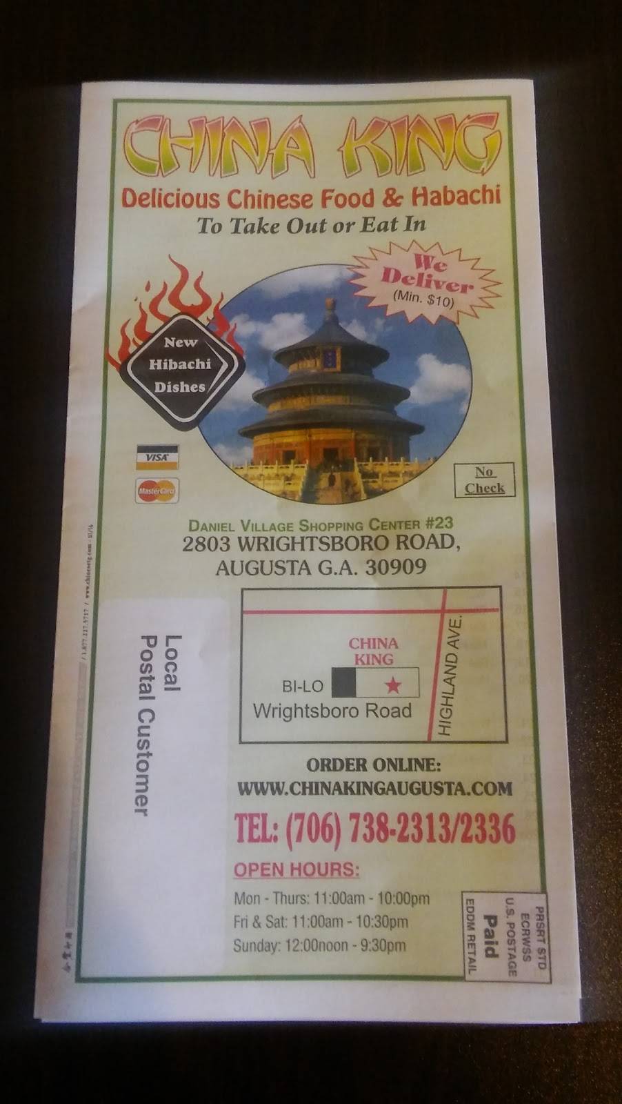 China King Restaurant | restaurant | 2803 Wrightsboro Rd, Augusta, GA 30909, USA | 7067382313 OR +1 706-738-2313