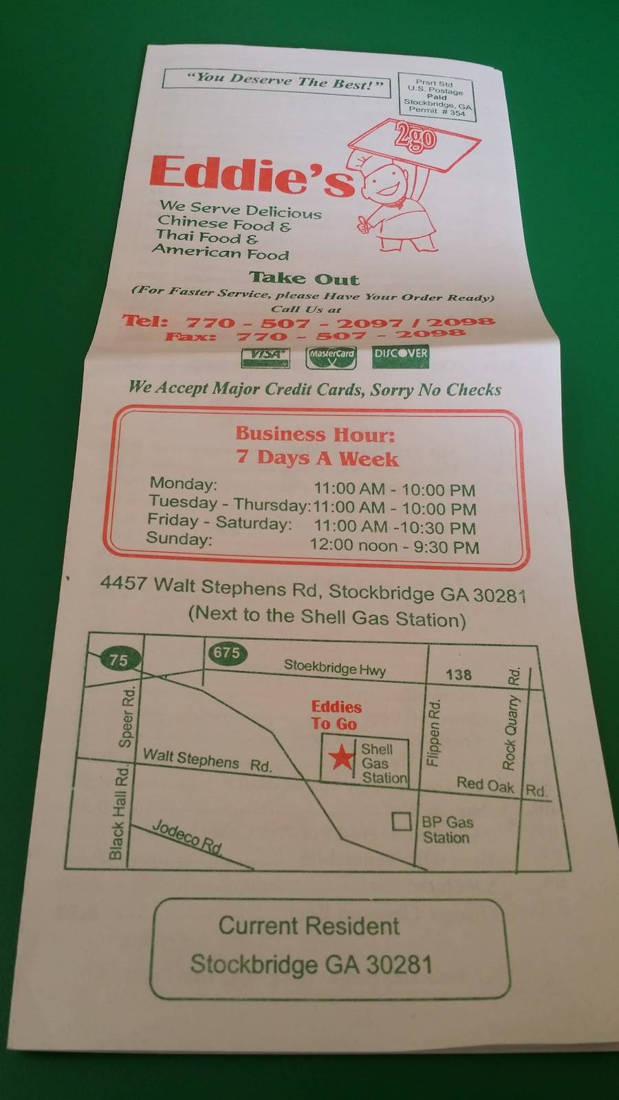 Eddies 2 Go | restaurant | 4457 Walt Stephens Rd, Stockbridge, GA 30281, USA | 7705072097 OR +1 770-507-2097