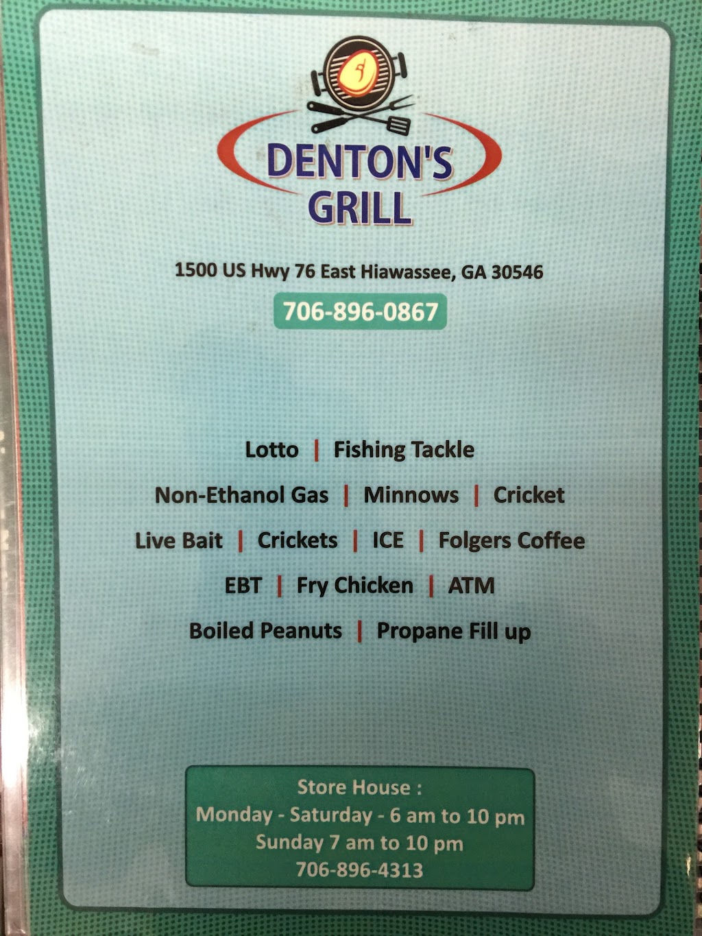 Dentons Groceries & Grill | restaurant | 1500 US-76, Hiawassee, GA 30546, USA | 7068964313 OR +1 706-896-4313