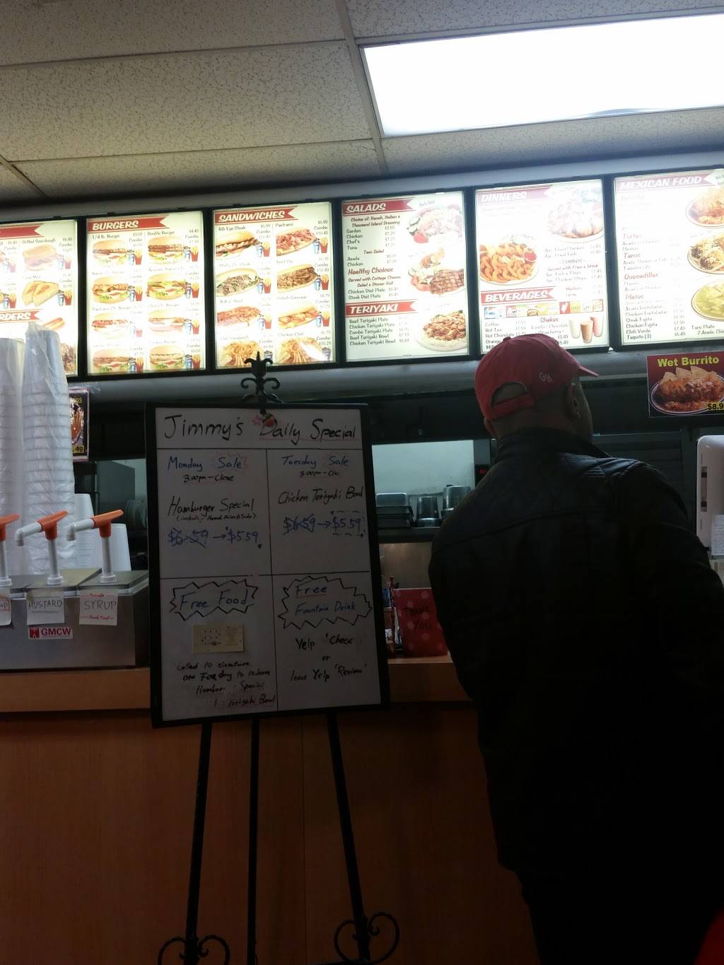 Jimmys Burgers | restaurant | 15849 Imperial Hwy, La Mirada, CA 90638, USA | 5629472626 OR +1 562-947-2626