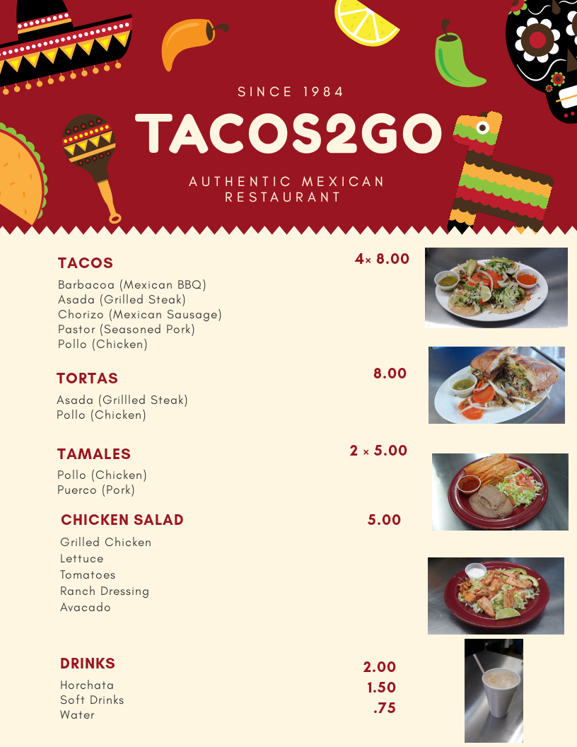 Tacos 2 Go | restaurant | 3185 NC-16, Taylorsville, NC 28681, USA | 8286354137 OR +1 828-635-4137