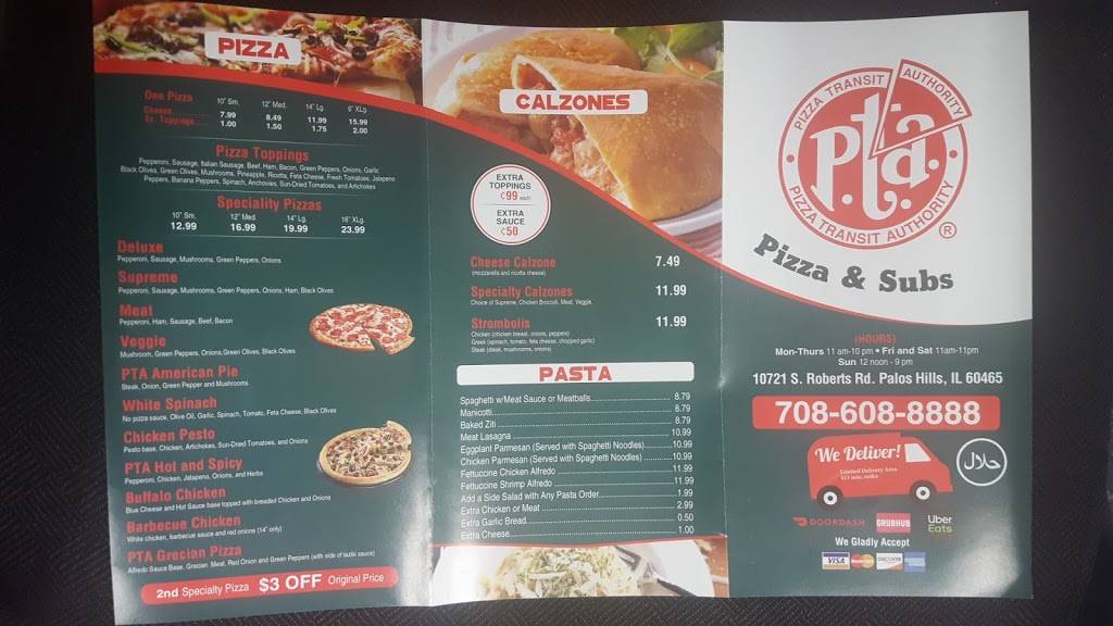 PTA Pizza and Subs | restaurant | 10721 S Roberts Rd, Palos Hills, IL 60465, USA | 7086088888 OR +1 708-608-8888