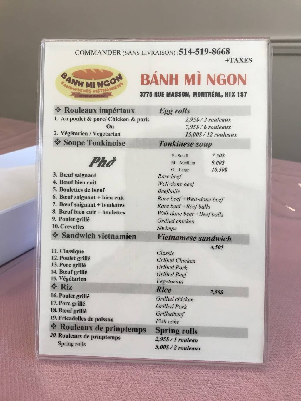 Bahn Mi Ngon | restaurant | 3775 Rue Masson, Montréal, QC H1X 1S7, Canada | 5145198668 OR +1 514-519-8668