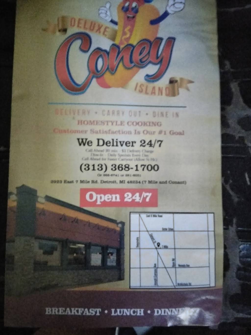 Deluxe Coney Island | restaurant | 2923 Seven Mile E, Detroit, MI 48234, USA | 3133681700 OR +1 313-368-1700