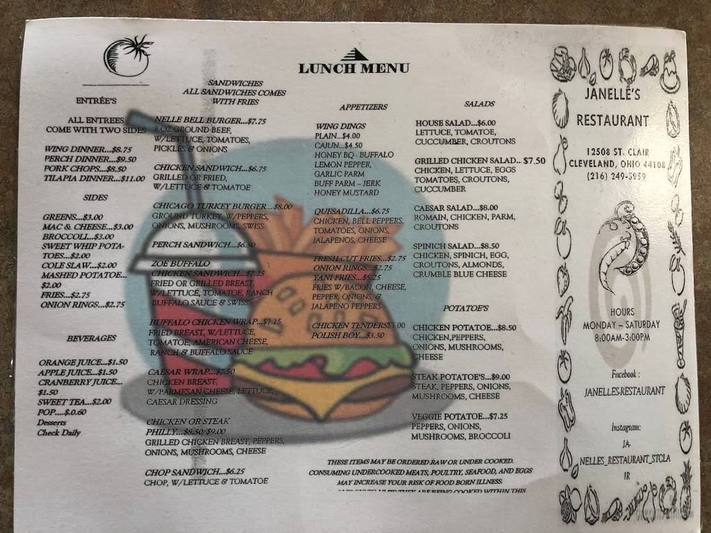 Janelles Restaurant | restaurant | 12508 St Clair Ave, Cleveland, OH 44108, USA | 2162495959 OR +1 216-249-5959