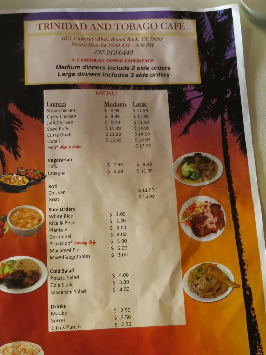 Trinidad & Tobago Cafe | restaurant | 1251 University Blvd, Round Rock, TX 78665, USA | 7372120440 OR +1 737-212-0440