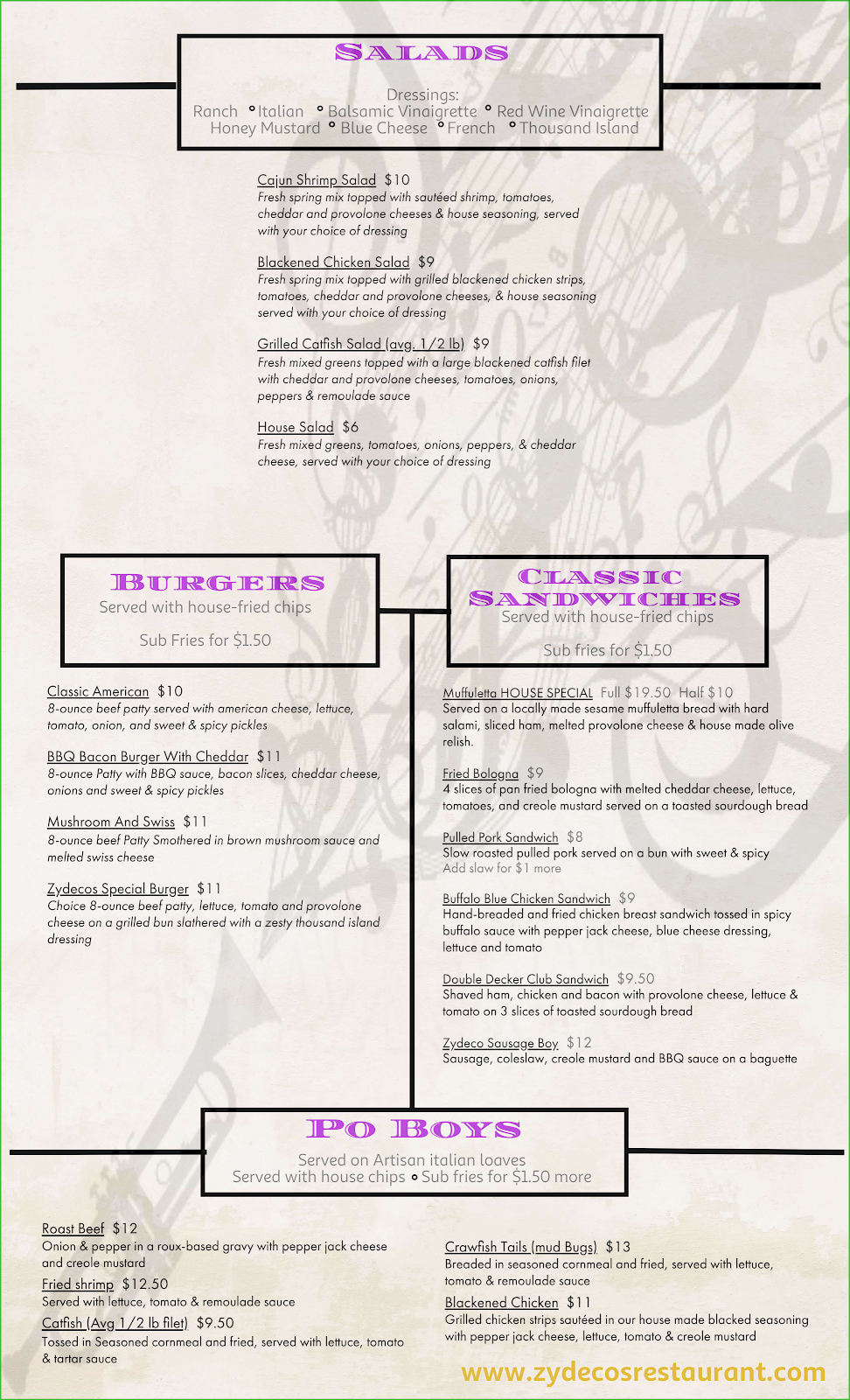 Zydecos | restaurant | 609 E Young Ave suite C-8, Warrensburg, MO 64093, USA | 6603620417 OR +1 660-362-0417