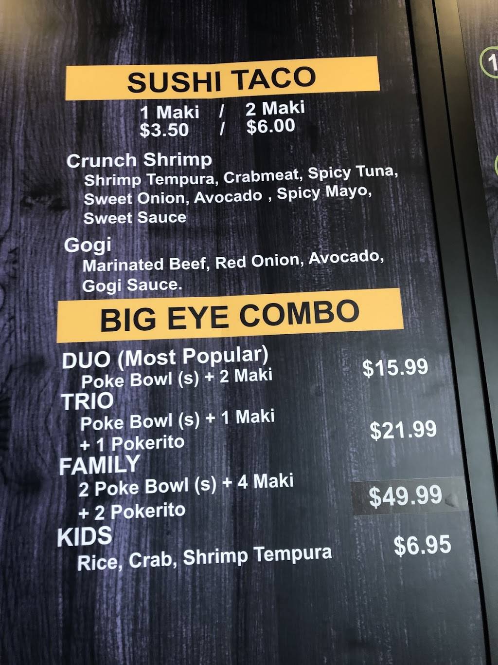 Big Eye Poke | restaurant | United States, California, Corona, 2771Green River, Rd #101 | 9512686146 OR +1 951-268-6146