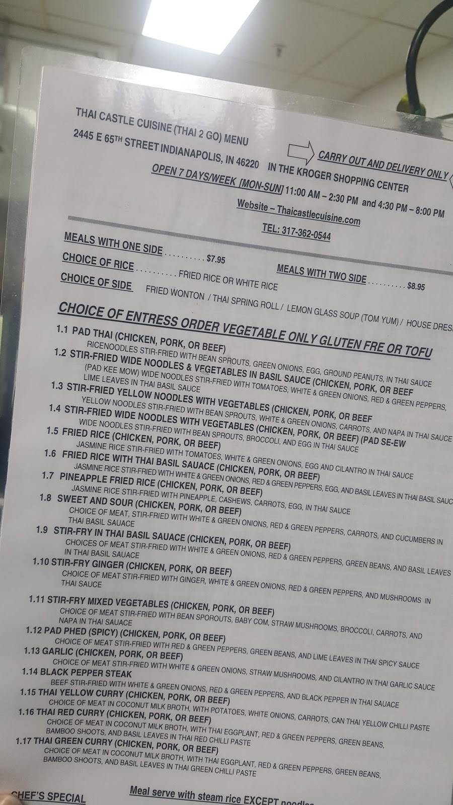 Thai Castle | restaurant | 2445 E 65th St, Indianapolis, IN 46220, USA | 3173620544 OR +1 317-362-0544