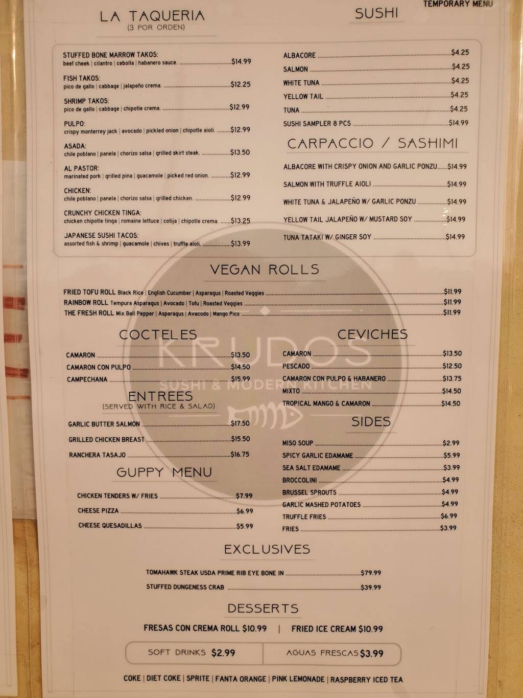 Krudos | restaurant | 1725 Durfee Ave, South El Monte, CA 91733, USA | 6265221601 OR +1 626-522-1601