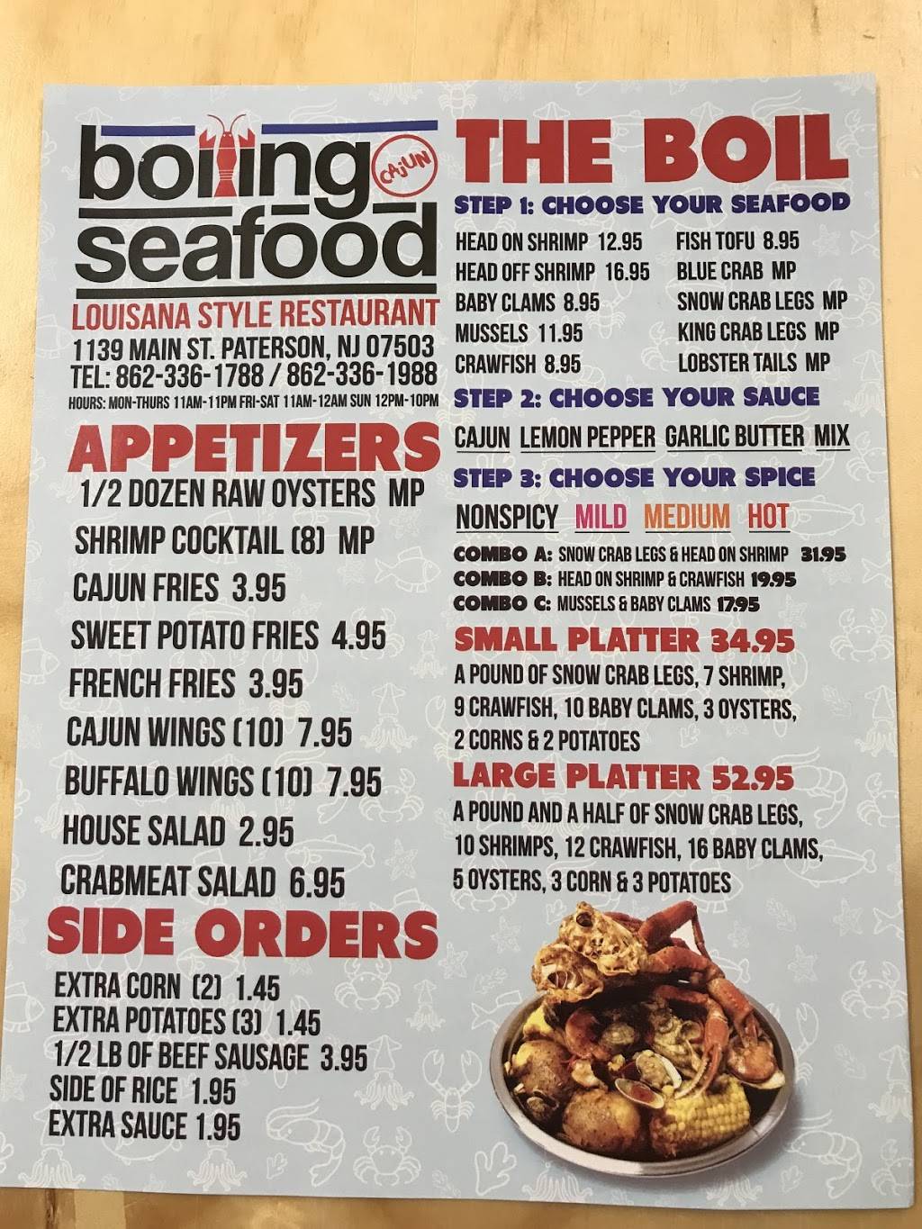 Boiling Cajun Seafood | restaurant | 1139 Main St, Paterson, NJ 07503, USA | 8623361788 OR +1 862-336-1788