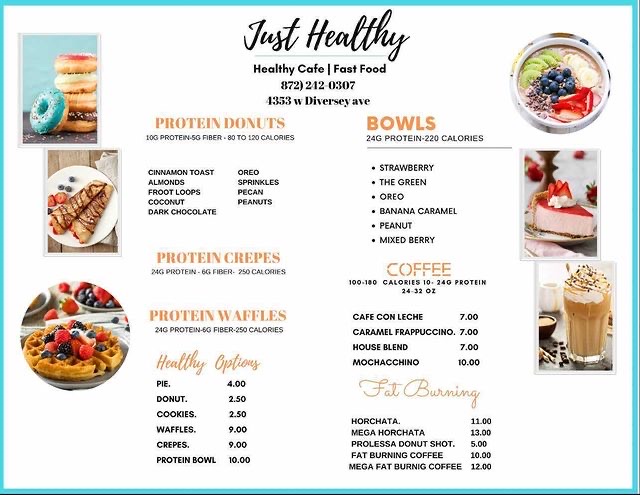 Just Healthy | restaurant | 4353 W Diversey Ave, Chicago, IL 60639, USA | 8722420307 OR +1 872-242-0307