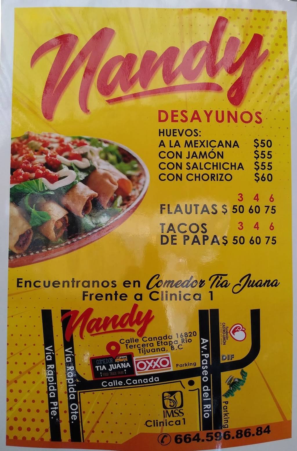 Flautas Nandy | restaurant | Canadá 16820, Río Tijuana 3a. Etapa, Rio Tijuana 3ra Etapa, 22226 Tijuana, B.C., Mexico | 016645968684 OR +52 664 596 8684