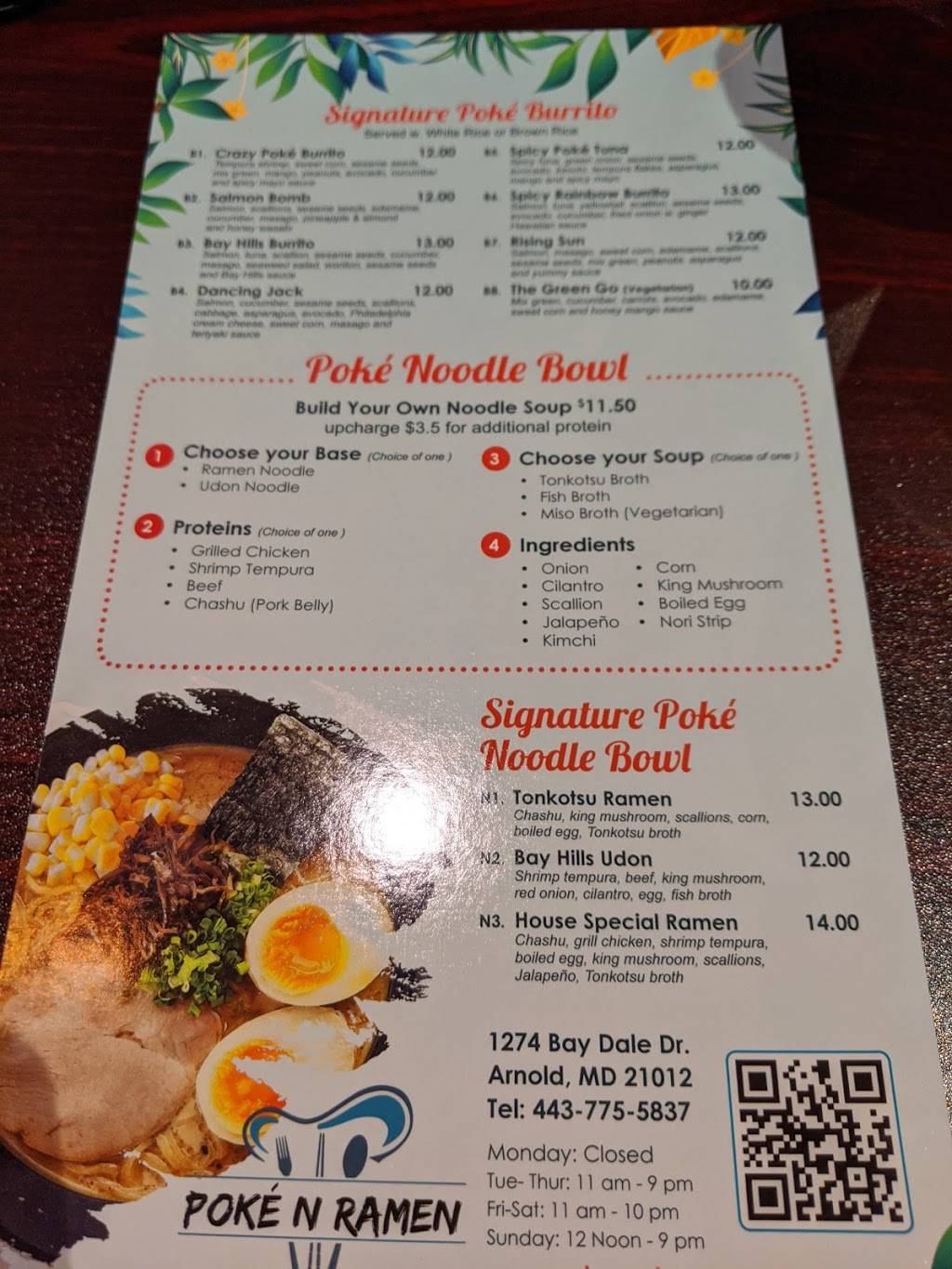 Poke N Ramen | restaurant | 1274 Bay Dale Dr Suite 215, Arnold, MD 21012, USA | 4437755837 OR +1 443-775-5837