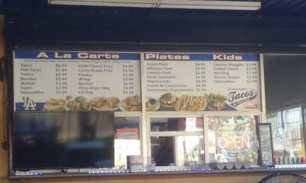 Junior’s Tacos | restaurant | 10417 S Prairie Ave, Inglewood, CA 90303, USA | 4243319330 OR +1 424-331-9330