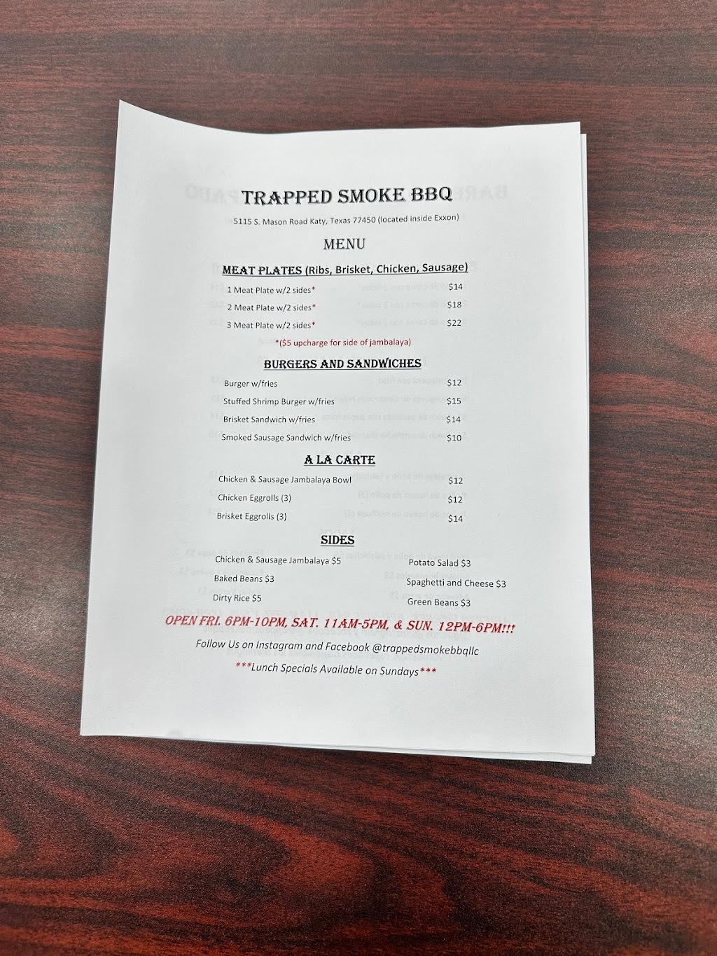 TrappedSmokeBBQ LLC | restaurant | 5115 S Mason Rd, Katy, TX 77450, USA | 2259372140 OR +1 225-937-2140