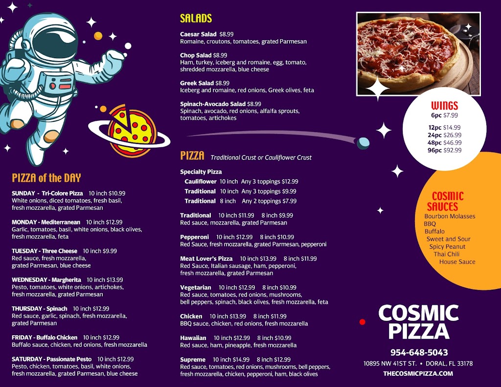 Cosmic Pizza | restaurant | 10895 NW 41st St, Doral, FL 33178, USA | 7869534377 OR +1 786-953-4377