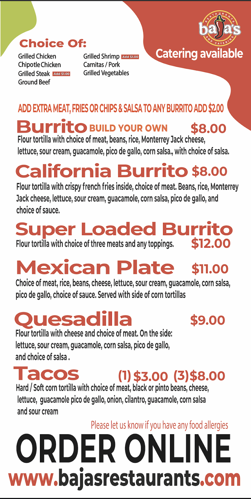 Bajas Express | restaurant | 68 Washington St, Attleboro, MA 02703, USA | 5086399910 OR +1 508-639-9910