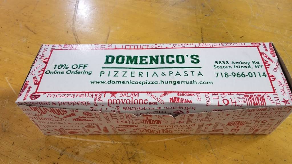 Domenicos Pizzeria | restaurant | 5838 Amboy Rd, Staten Island, NY 10309, USA | 7189660114 OR +1 718-966-0114