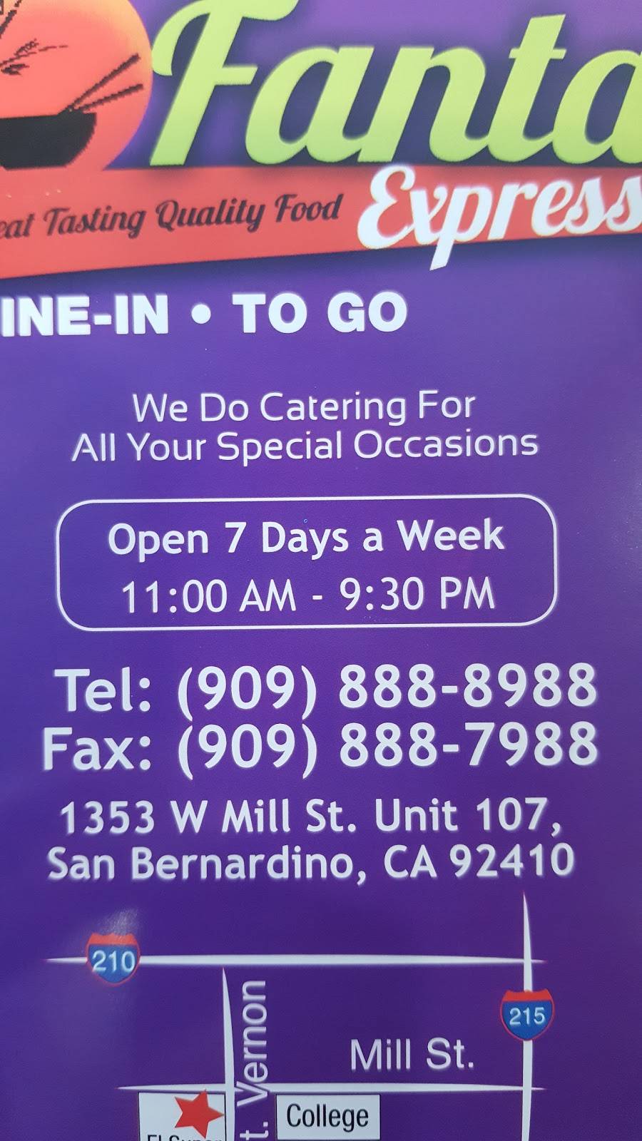 Fanta Express | restaurant | 1353 W Mill St, San Bernardino, CA 92410, USA | 9098888988 OR +1 909-888-8988